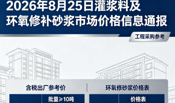 龙南2026年8月25日灌浆料及环氧修补砂浆市场价格信息通报
